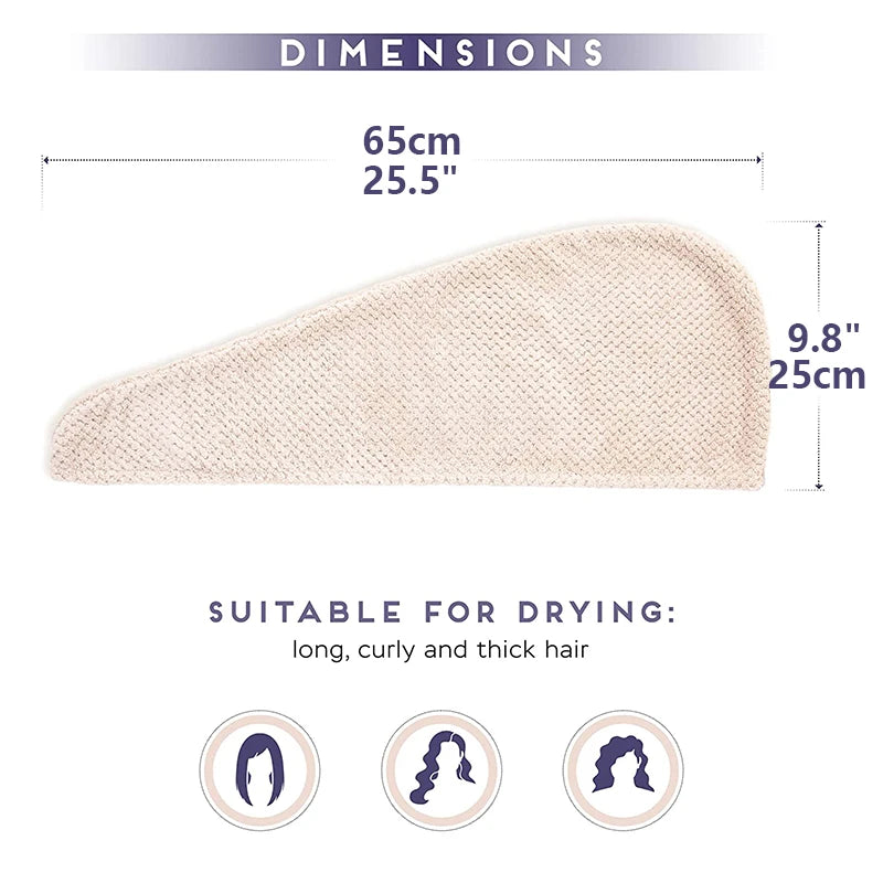 Toalla Turbante de Microfibra para el Cabello – Secado Rápido y Absorbente para Mujer