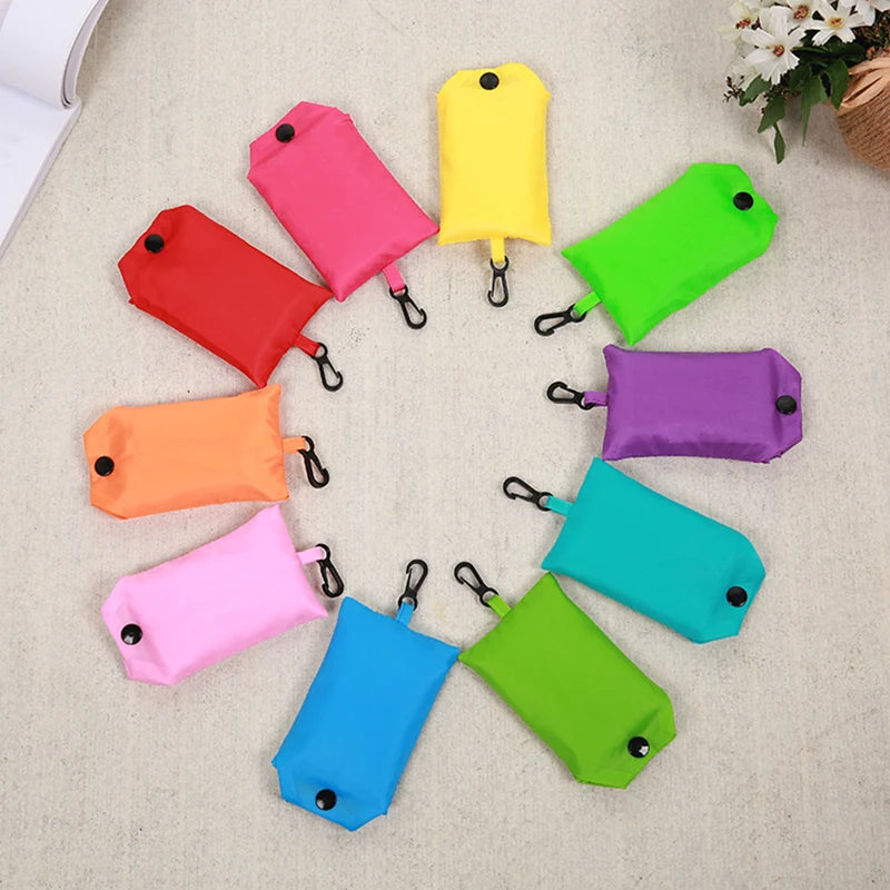 Bolsa de Compras Plegable Reutilizable de Color Liso – Bolso de Hombro Portátil para Viaje y Supermercado