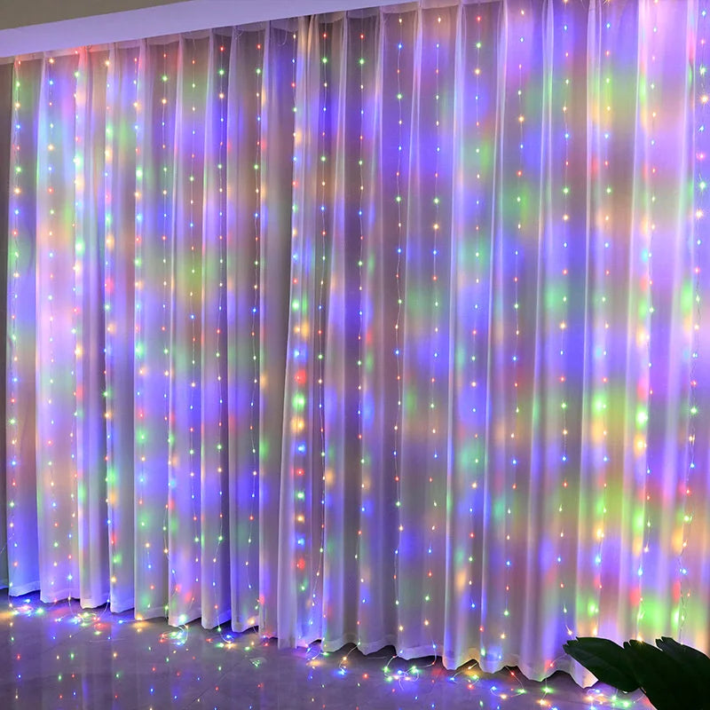 Luces Navideñas LED de Hadas – Cortina de Guirnalda Luminosa con Control Remoto y USB para Árbol de Navidad y Decoración del Hogar