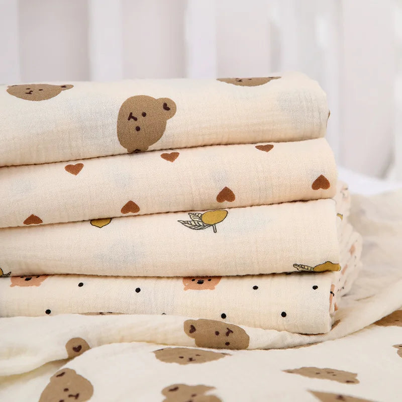 Manta de Muselina de Algodón para Bebé – Estampado de Ositos, Suave y Transpirable para Recién Nacidos