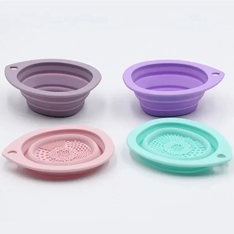 Limpiador de Brochas de Maquillaje de Silicona – Cuenco Plegable con Textura para Lavar Brochas y Esponjas