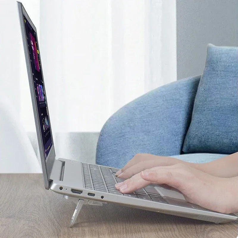 Mini Soporte Plegable para Laptop 2 Piezas – Elevador Adhesivo Invisible con 2 Ángulos Ajustables