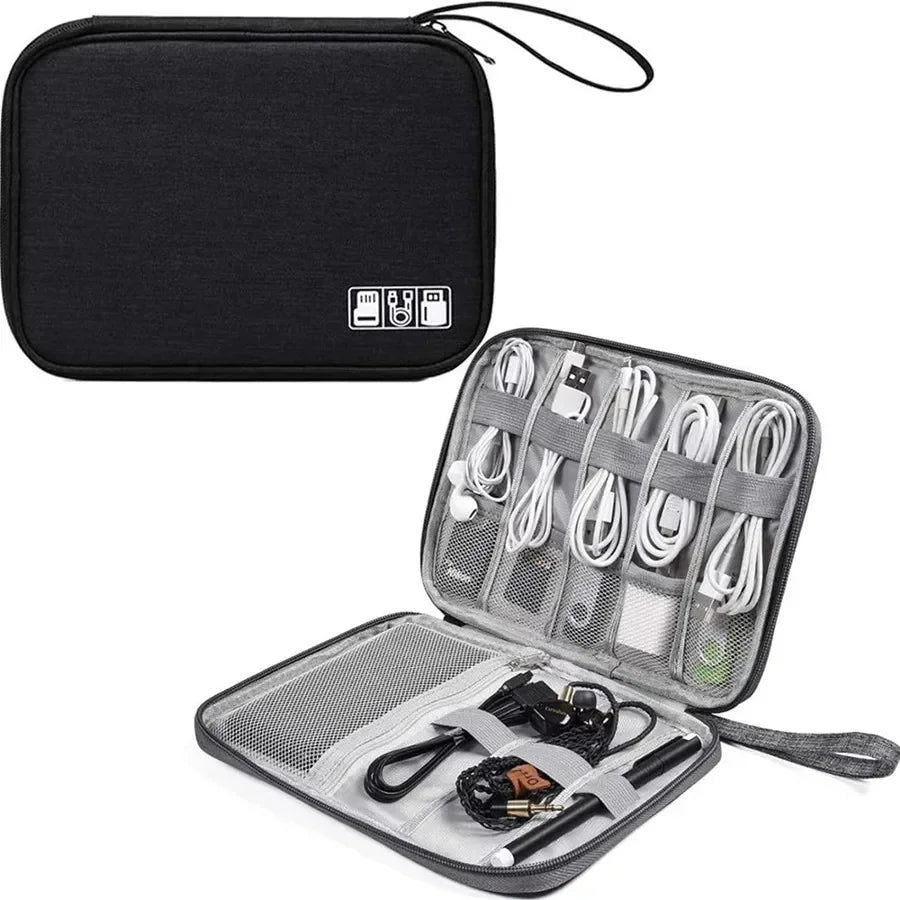 Organizador de Cables de Viaje – Estuche Portátil para Cargadores, USB y Accesorios Electrónicos