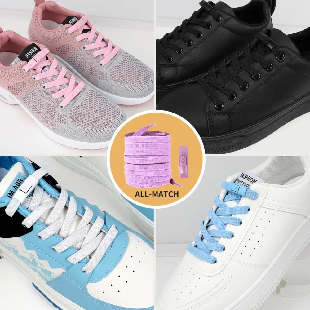 Cordones Elásticos Sin Atar con Cierre a Presión – Cierre Rápido Sin Nudos para Zapatillas