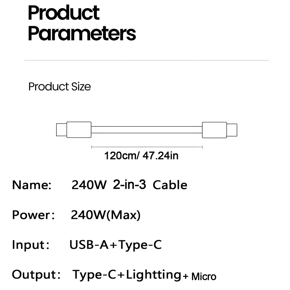 Cable de Carga USB 3 en 1 Trenzado de Nailon – Conectores Tipo C, Micro USB y Lightning para Teléfonos