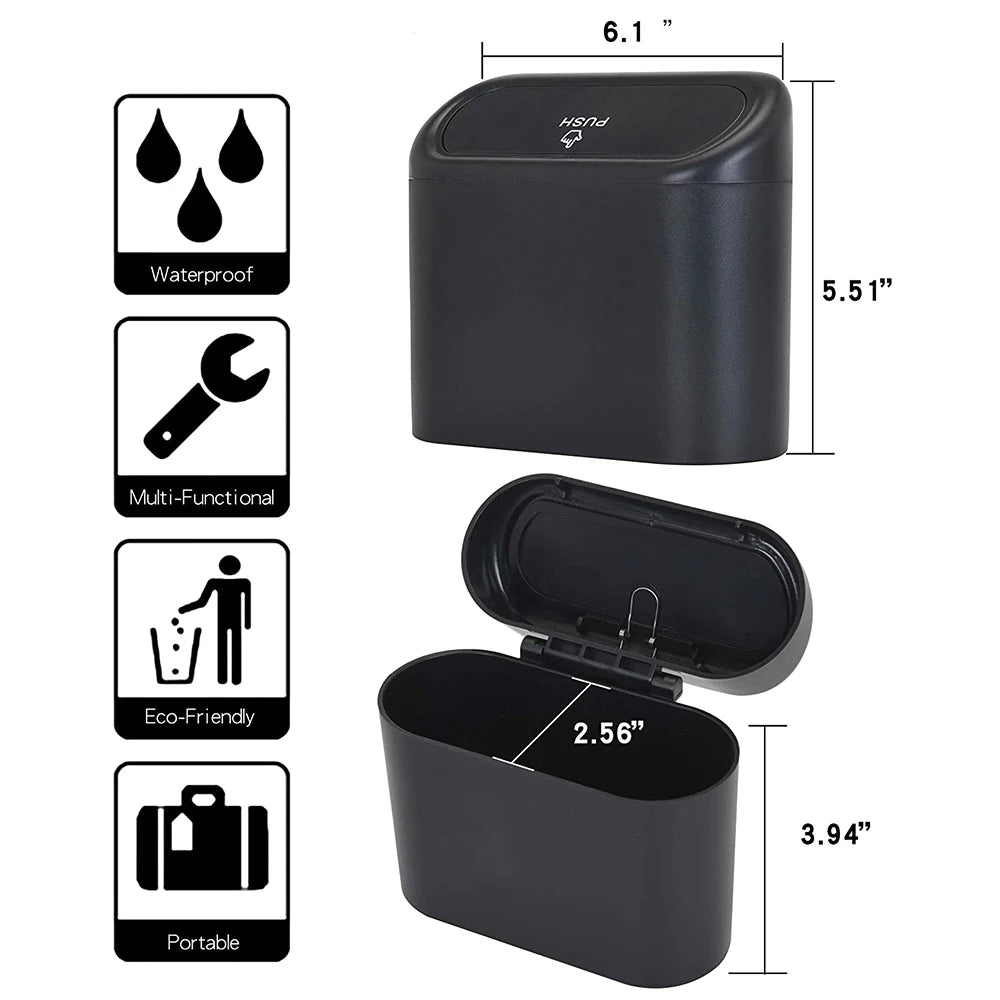 Mini Papelera Colgante para Auto con Tapa – Contenedor Portátil para Carro, Oficina y Hogar