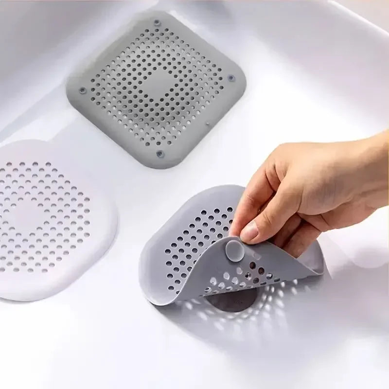 Tapón de Desagüe de Silicona con Filtro Atrapapelos – Para Ducha, Bañera y Fregadero