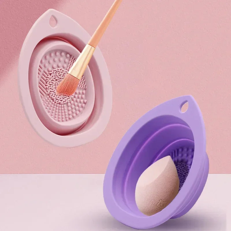 Limpiador de Brochas de Maquillaje de Silicona – Cuenco Plegable con Textura para Lavar Brochas y Esponjas