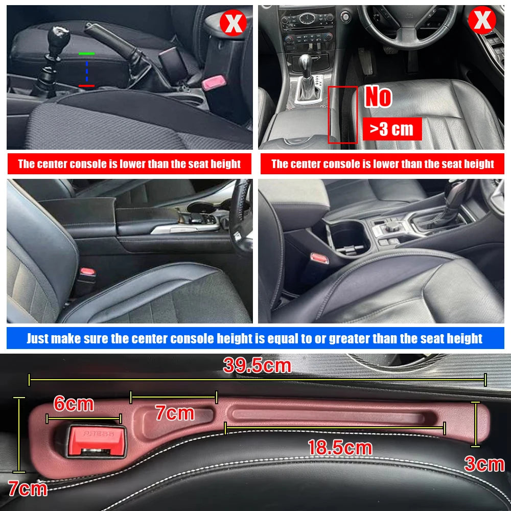 Rellenador de Huecos entre Asientos de Auto Set de 2 – Organizador Anticaídas de Cuero Sintético Universal
