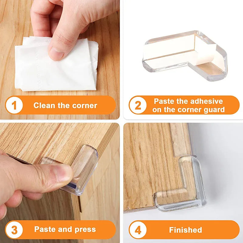 Protectores de Esquinas de Silicona para Bebés – Cubiertas Transparentes Antigolpes para Mesas y Muebles