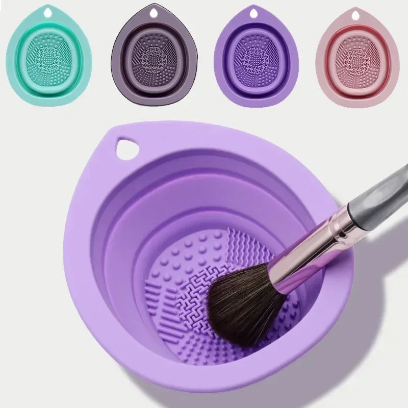 Limpiador de Brochas de Maquillaje de Silicona – Cuenco Plegable con Textura para Lavar Brochas y Esponjas
