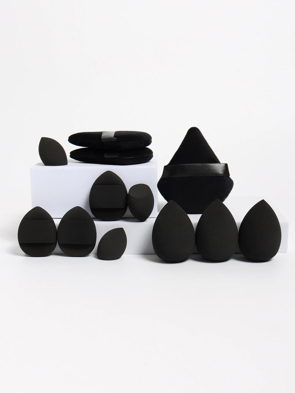 Set de Esponjas de Maquillaje de 12 Piezas – Borlas para Polvos, Mini Puffs y Beauty Blenders para Base y Corrector