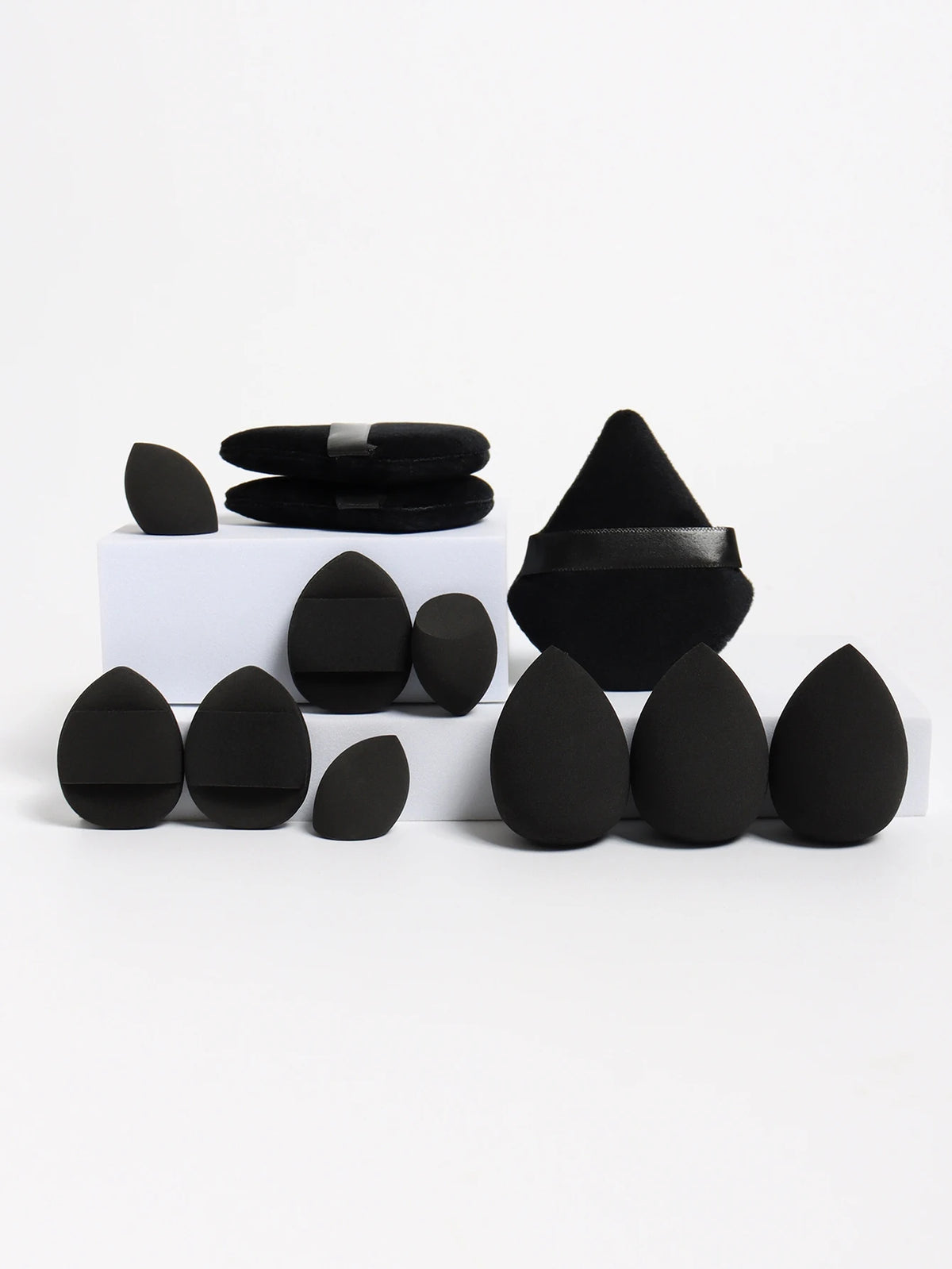 Set de Esponjas de Maquillaje de 12 Piezas – Borlas para Polvos, Mini Puffs y Beauty Blenders para Base y Corrector