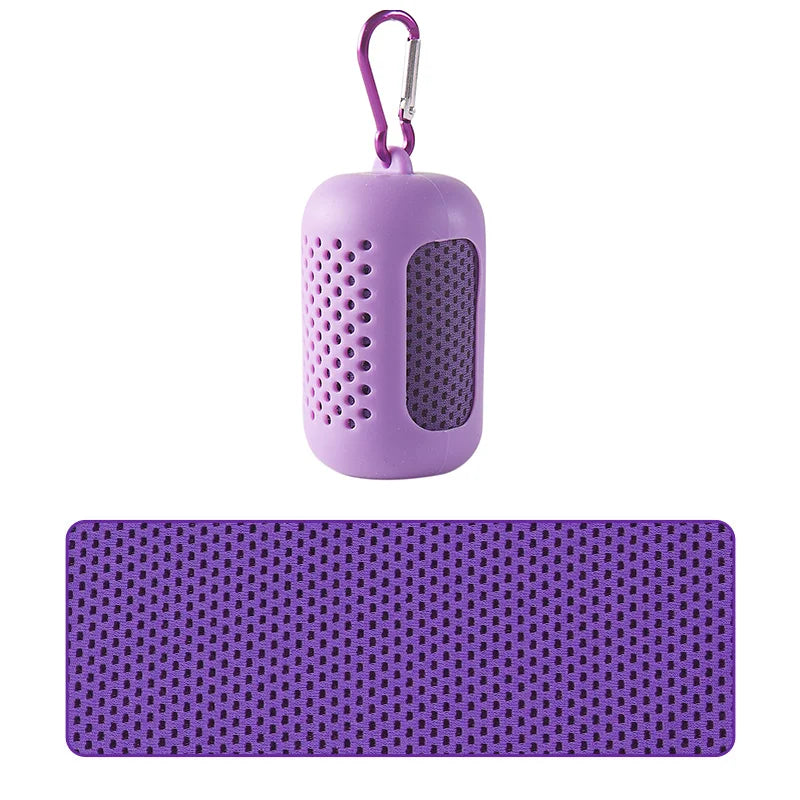 Toalla Refrescante Deportiva Portátil con Estuche de Silicona – Secado Rápido para Gimnasio, Yoga, Playa y Running