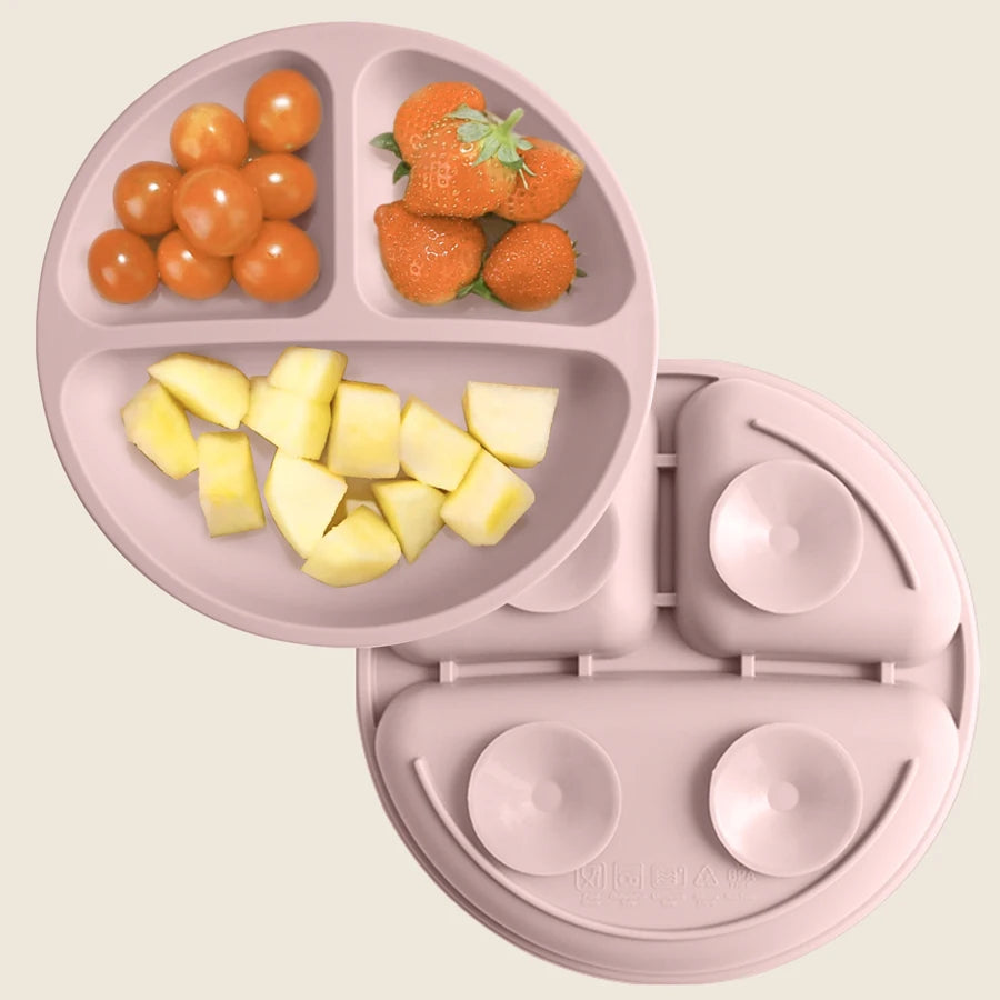 Plato de Silicona con Ventosa para Bebé – Plato Antideslizante de Alimentación Infantil con Divisiones