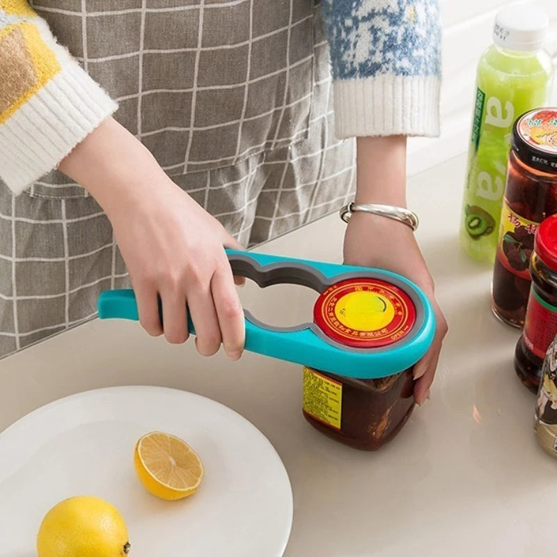 Abrefrascos Multifuncional 4 en 1 de Agarre Fácil – Abre Tapas, Latas y Botellas Sin Esfuerzo