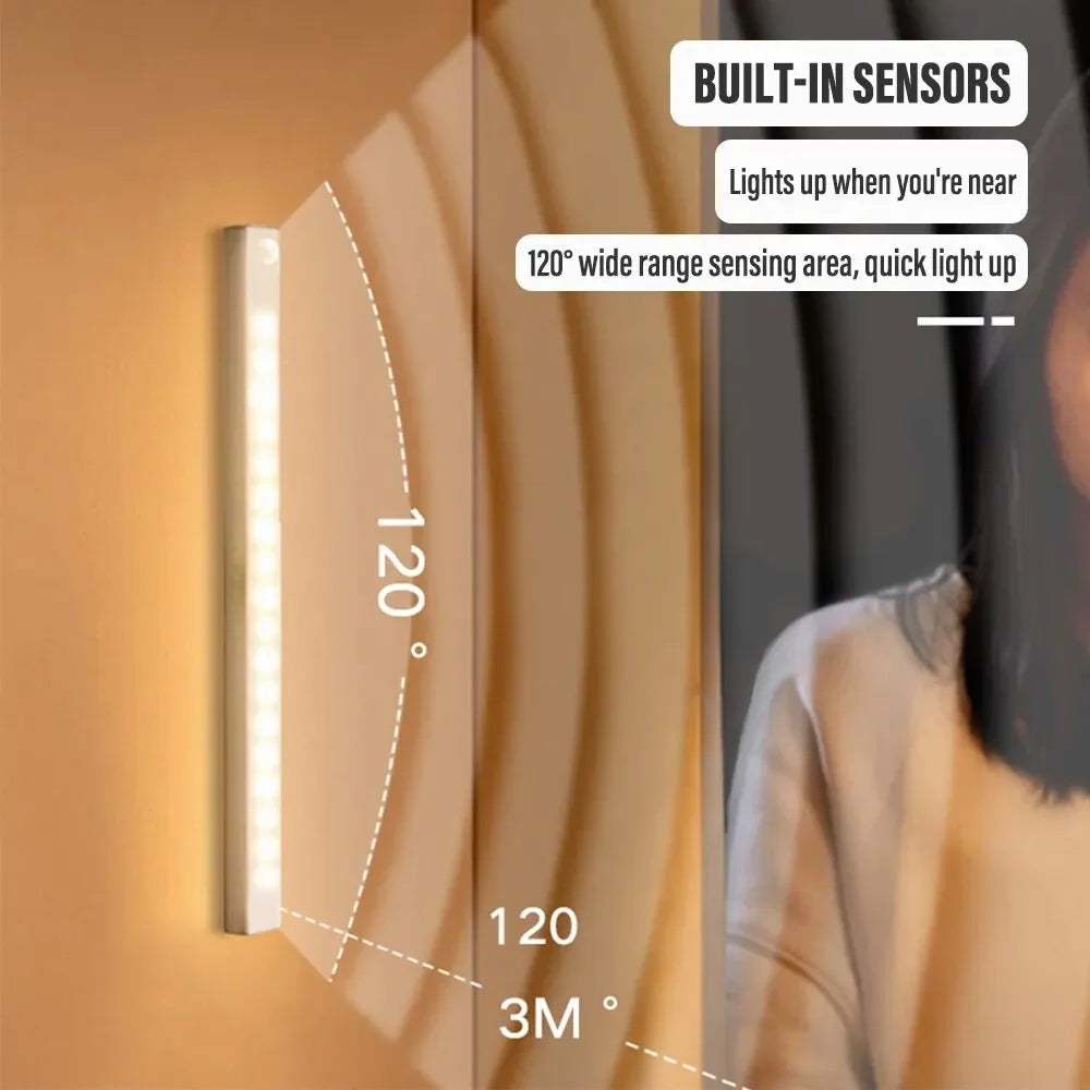 Luz LED con Sensor de Movimiento Recargable por USB – Lámpara Inalámbrica para Armario, Cocina y Escaleras