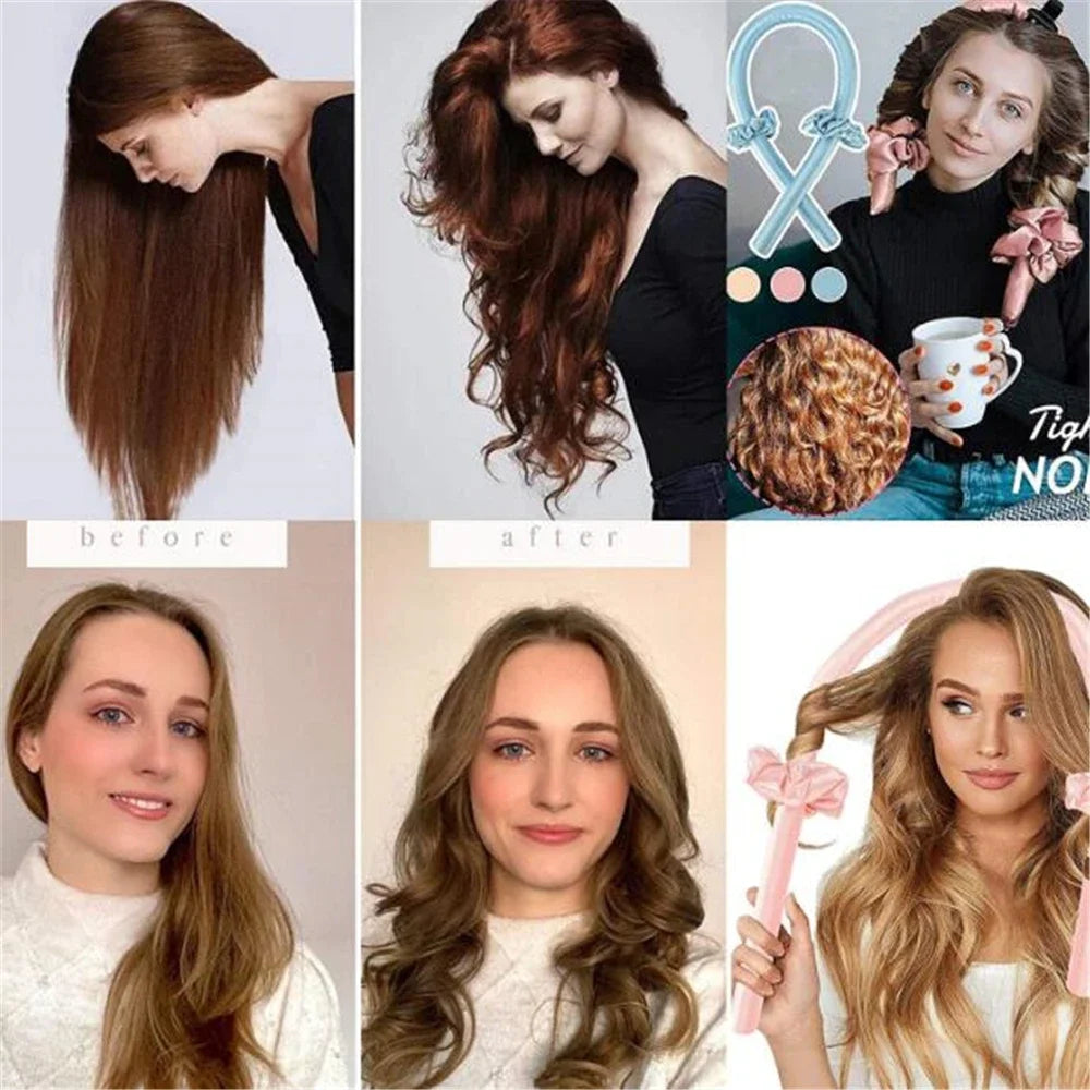 Rizador de Cabello Sin Calor de Seda – Diadema Suave para Rizos Nocturnos Mientras Duermes