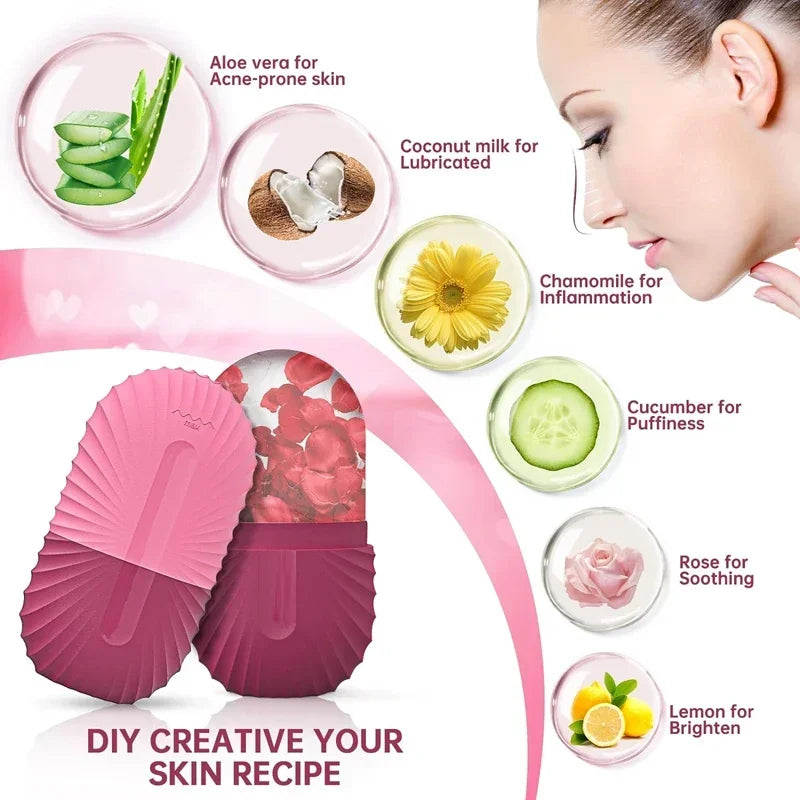 Rodillo de Hielo Facial de Silicona – Masajeador Refrescante para Ojos y Rostro, Molde de Hielo Reutilizable