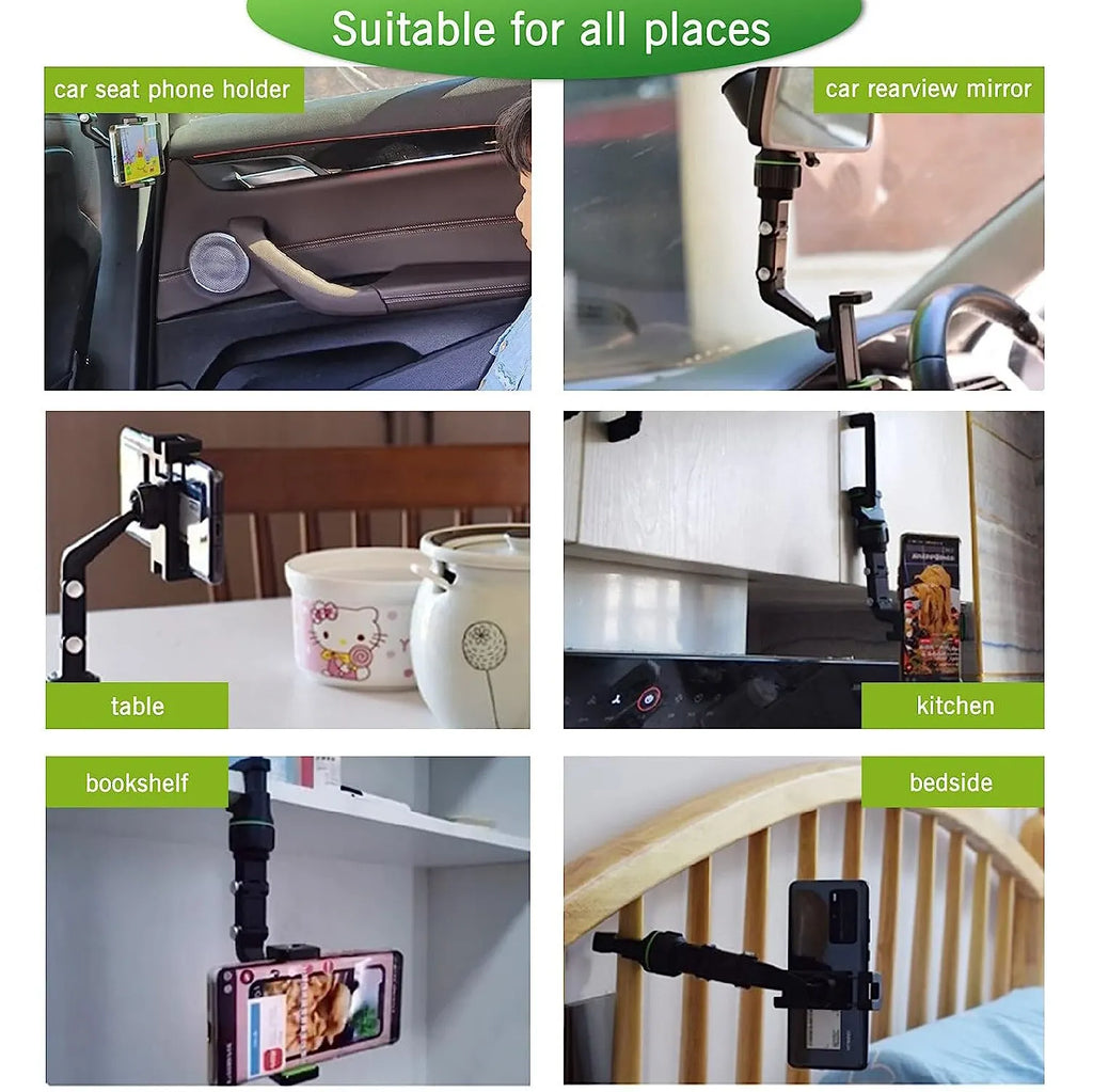 Soporte de Teléfono para Espejo Retrovisor 360° – Giratorio y Retráctil para Auto, Universal