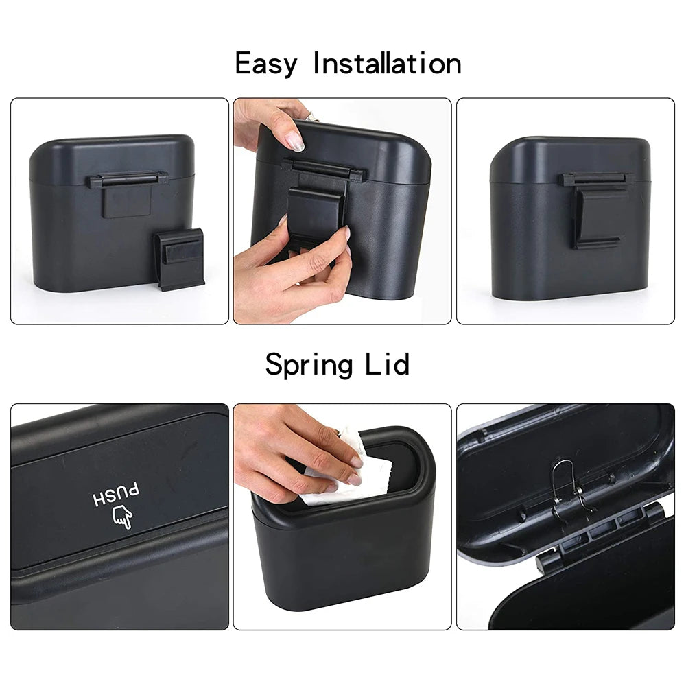 Mini Papelera Colgante para Auto con Tapa – Contenedor Portátil para Carro, Oficina y Hogar
