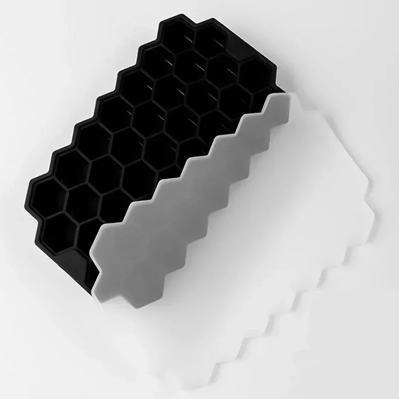 Molde de Silicona para Cubitos de Hielo con Tapa – Bandejas Apilables de Fácil Desmolde para Congelador, Cócteles y Bebidas