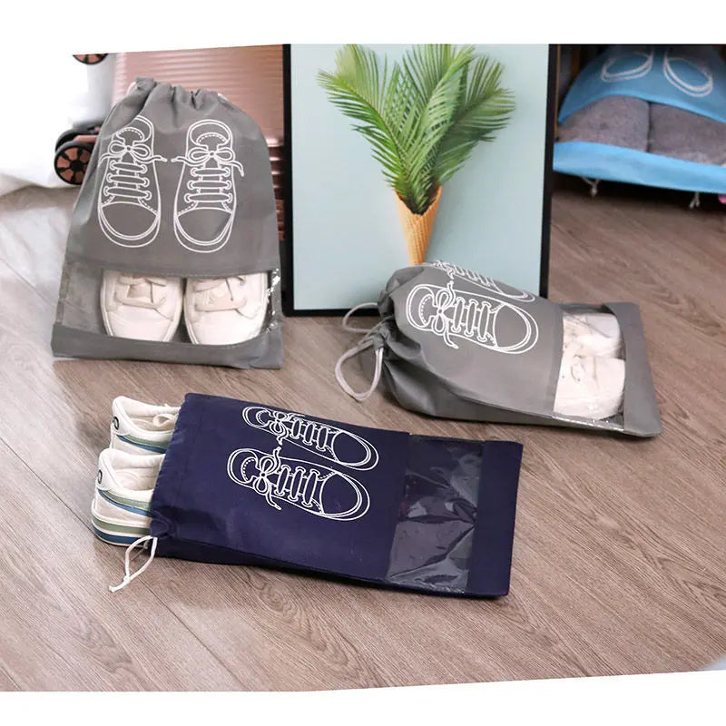 Bolsas para Zapatos de Viaje Impermeables – Set de 5 Bolsas Organizadoras con Cordón para Maleta