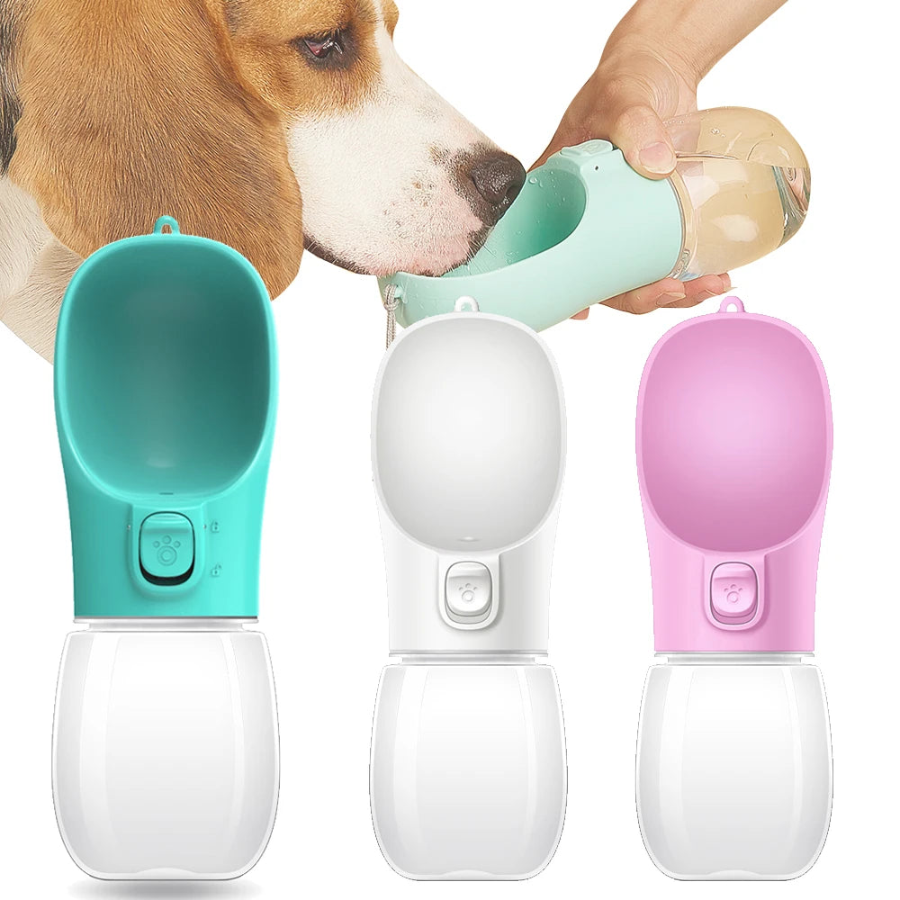 Bebedero Portátil para Perros y Gatos – Botella de Agua Antiderrames para Paseos y Viajes, 300/350 ml