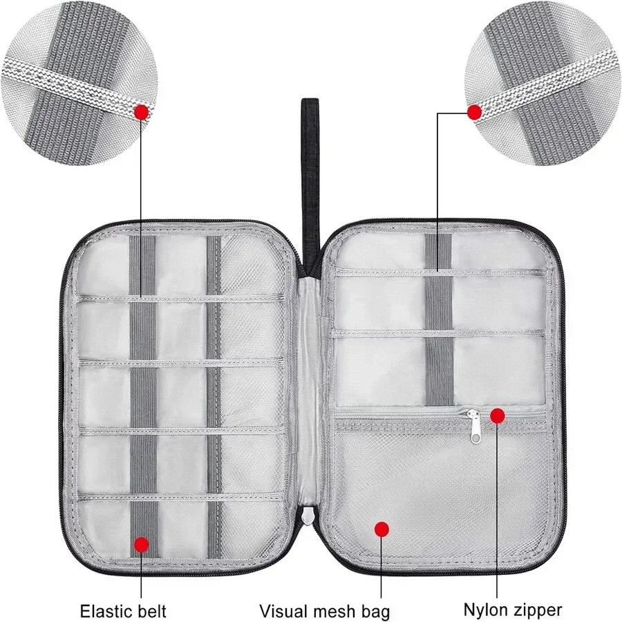 Organizador de Cables de Viaje – Estuche Portátil para Cargadores, USB y Accesorios Electrónicos
