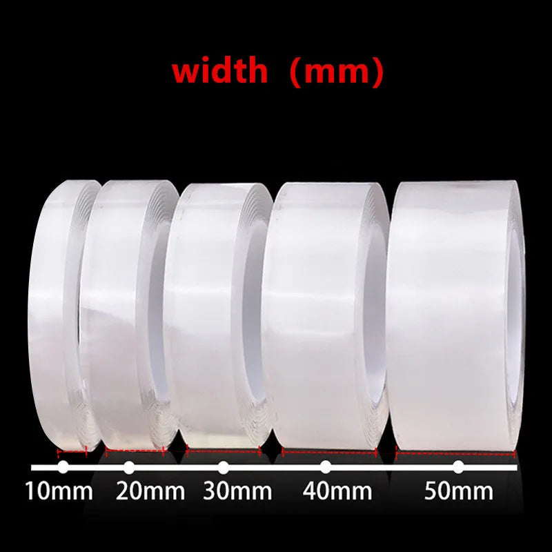 Cinta Nano Adhesiva de Doble Cara Reutilizable – Transparente, Sin Residuos e Impermeable para Hogar y Cocina