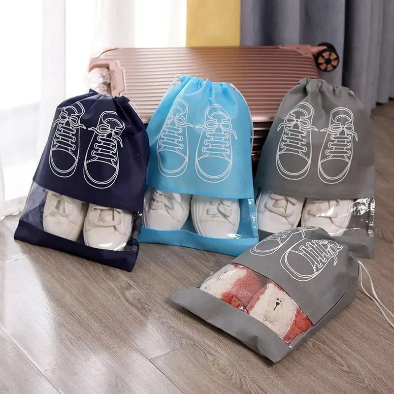 Bolsas para Zapatos de Viaje Impermeables – Set de 5 Bolsas Organizadoras con Cordón para Maleta