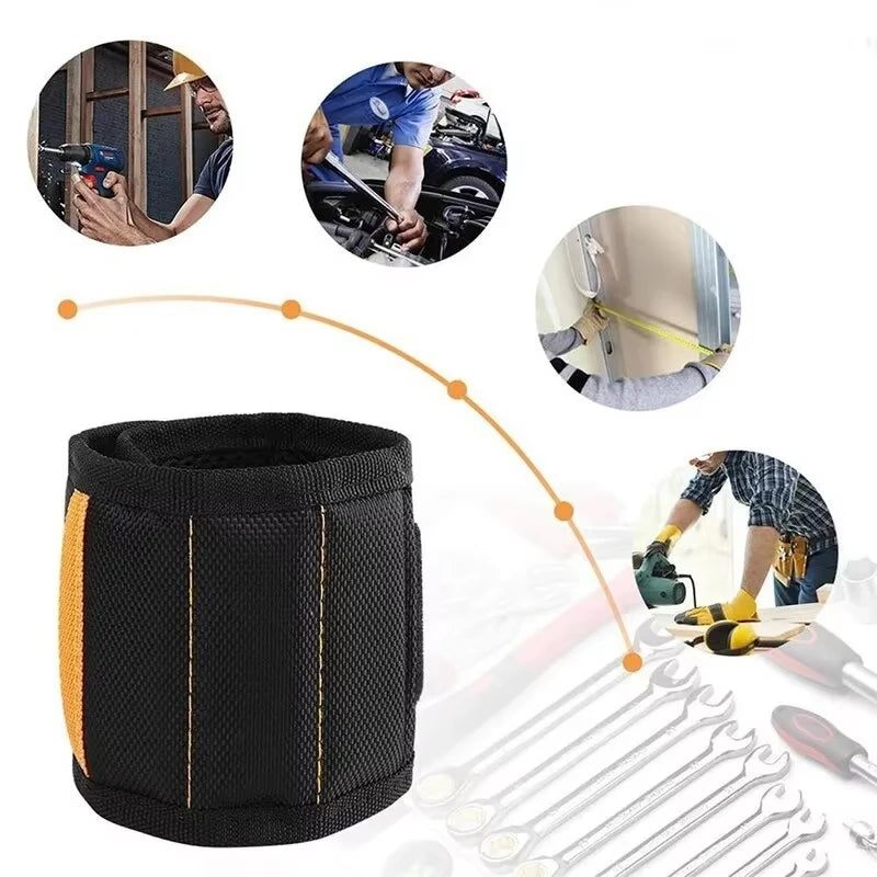 Muñequera Magnética para Tornillos y Clavos – Pulsera Porta Herramientas Ajustable para Electricistas y Bricolaje