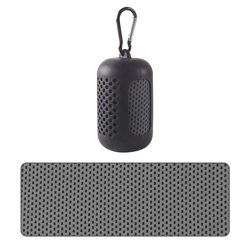 Toalla Refrescante Deportiva Portátil con Estuche de Silicona – Secado Rápido para Gimnasio, Yoga, Playa y Running