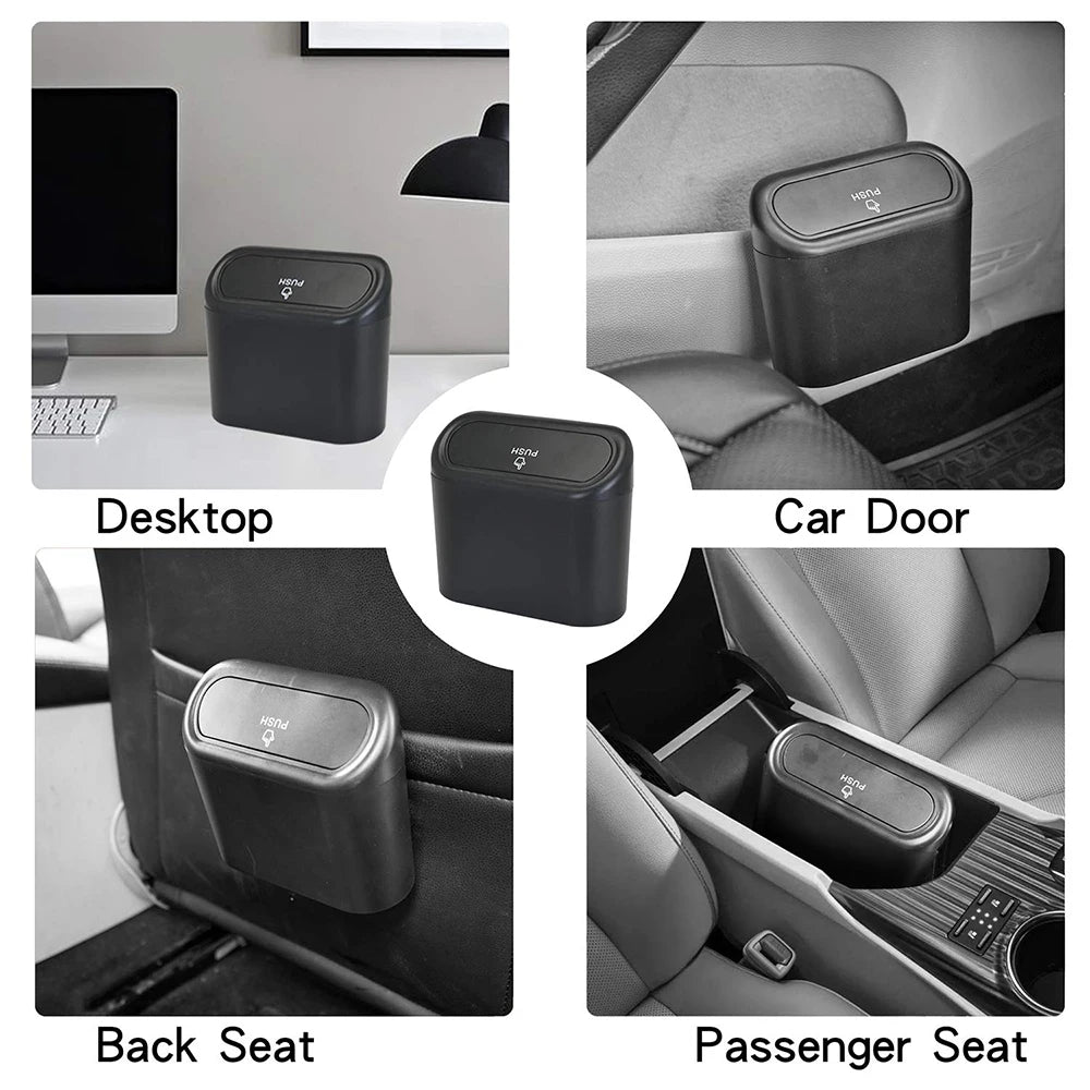 Mini Papelera Colgante para Auto con Tapa – Contenedor Portátil para Carro, Oficina y Hogar