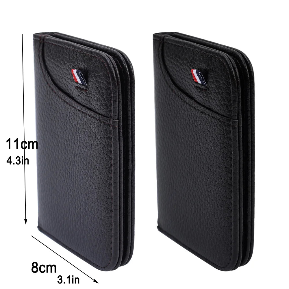 Tarjetero Ultrafino de Cuero PU para Hombre – Mini Billetera Delgada para Tarjetas y Documentos