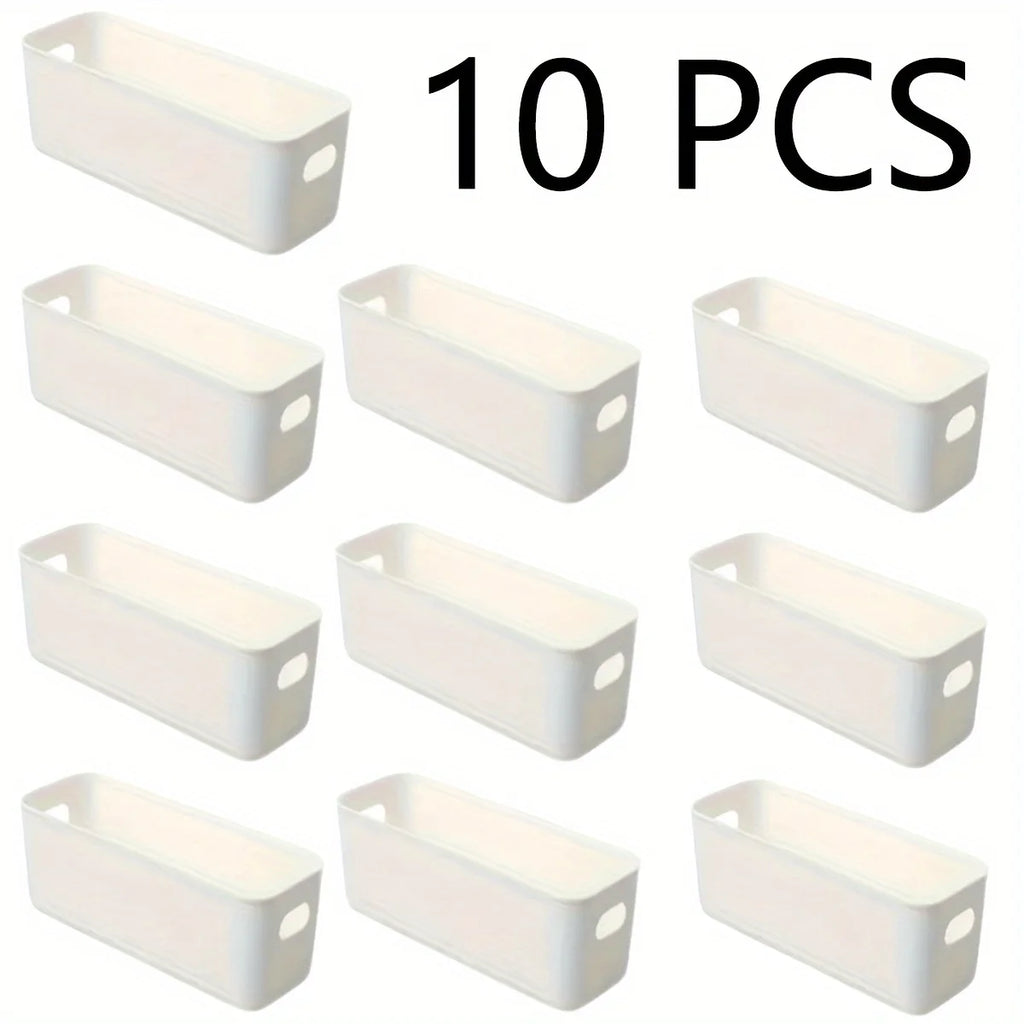 Cajas Organizadoras Multifuncionales Blancas Set de 5 – Almacenamiento Plástico de Gran Capacidad para Escritorio, Cajones y Ropa Interior
