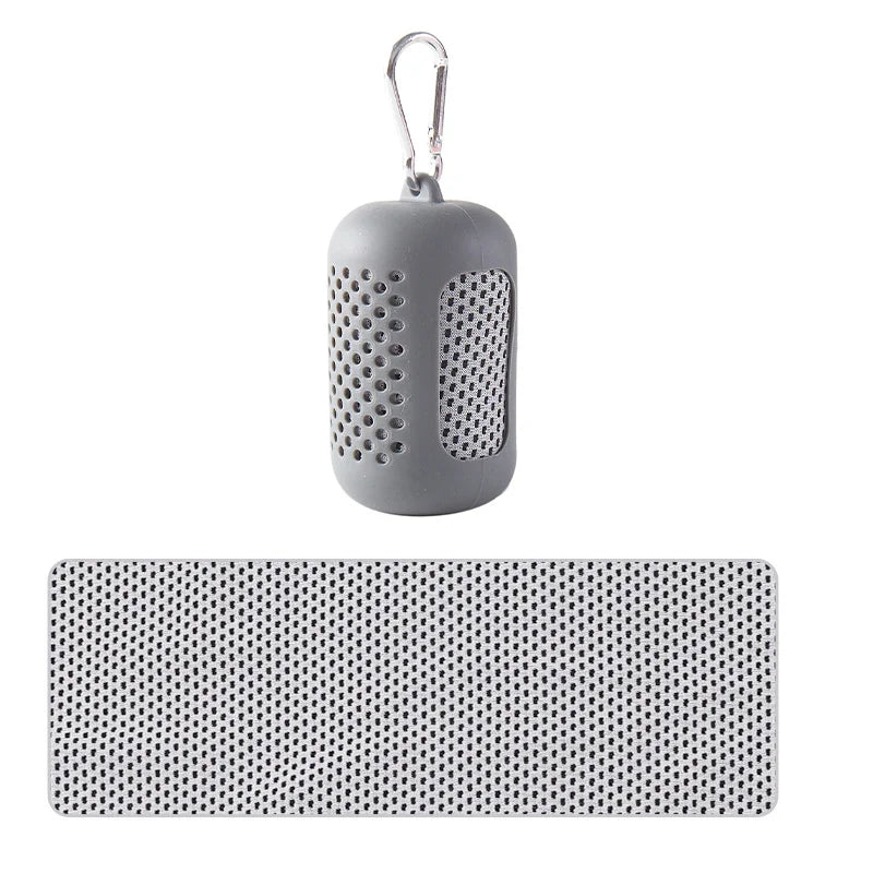 Toalla Refrescante Deportiva Portátil con Estuche de Silicona – Secado Rápido para Gimnasio, Yoga, Playa y Running