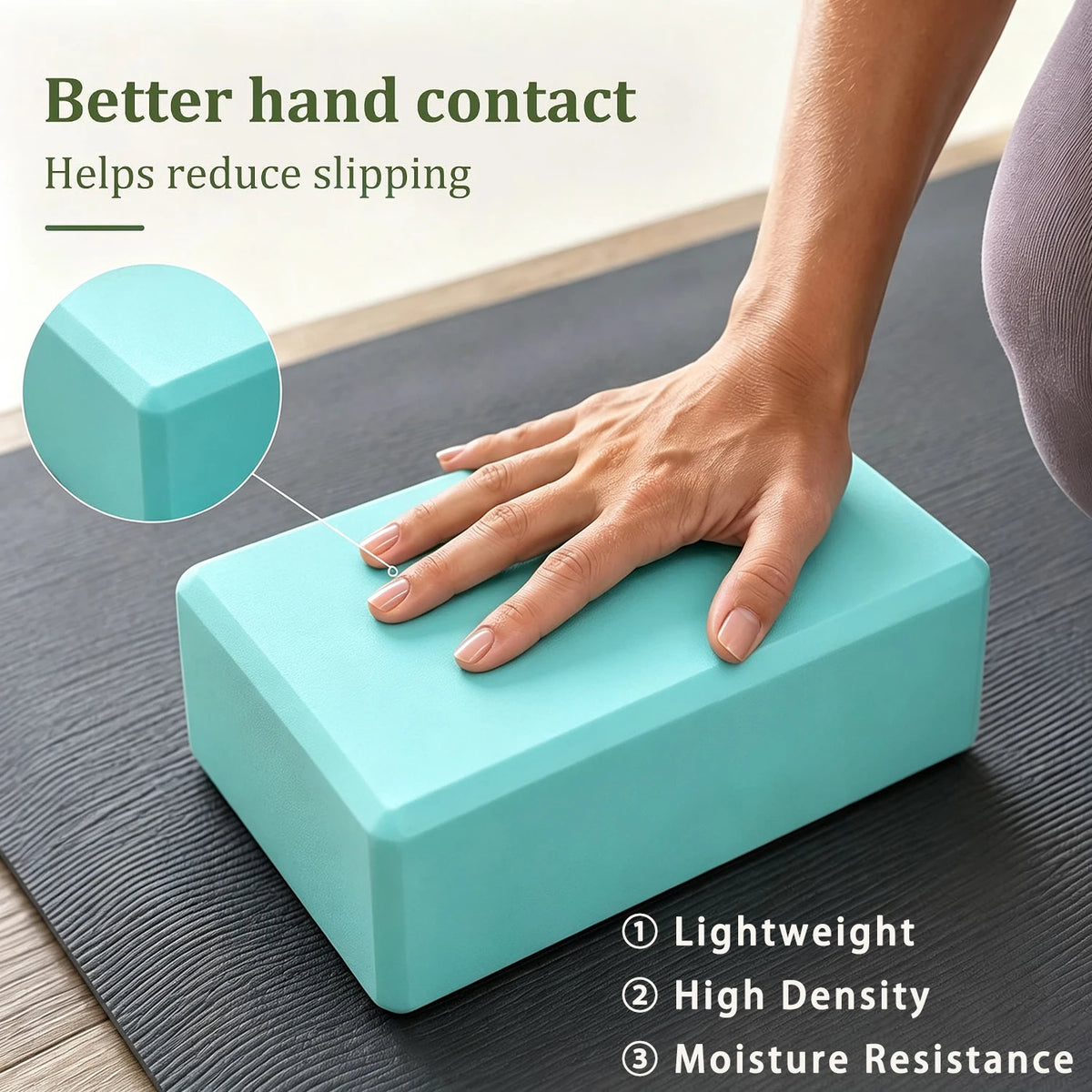Bloque de Yoga de Espuma de Alta Densidad – Ladrillo Antideslizante para Yoga, Pilates y Estiramiento (1 pieza)