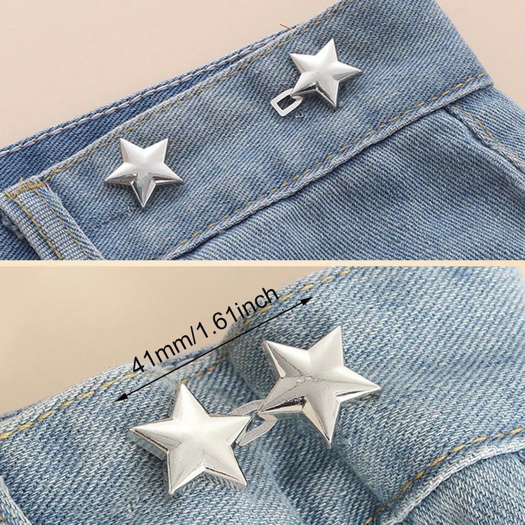 Clips Botón Ajustables para Cintura de Jeans y Faldas – Ajustador Sin Coser Desmontable (1 par)
