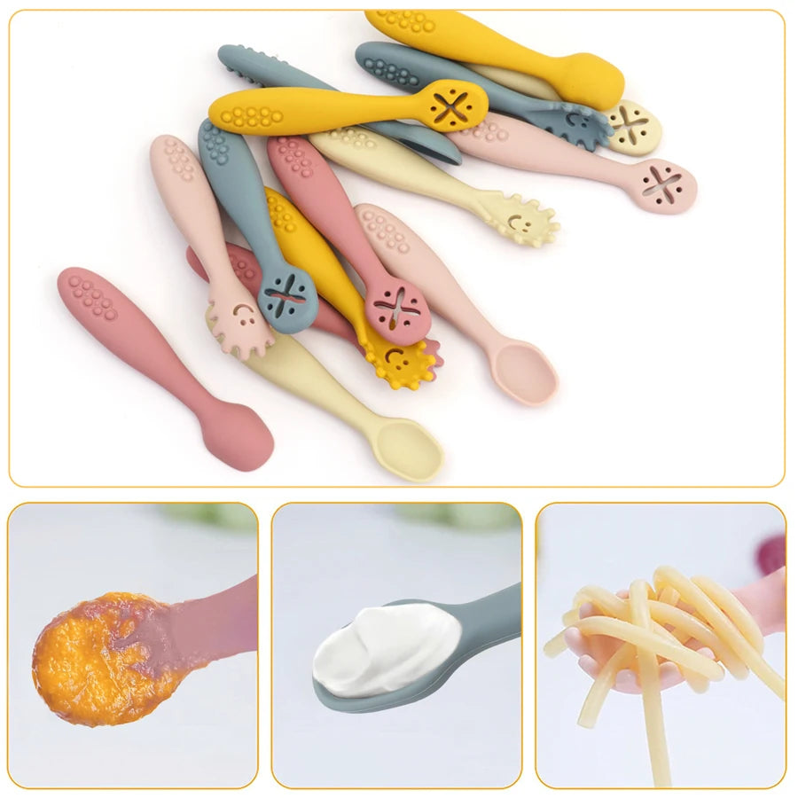 Set de 3 Cucharas de Aprendizaje para Bebé – Suaves para la Alimentación y el Destete