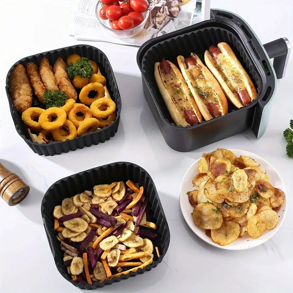 Molde de Silicona Reutilizable para Freidora de Aire – Antiadherente Cuadrado para Horno y Microondas (4-7 QT)