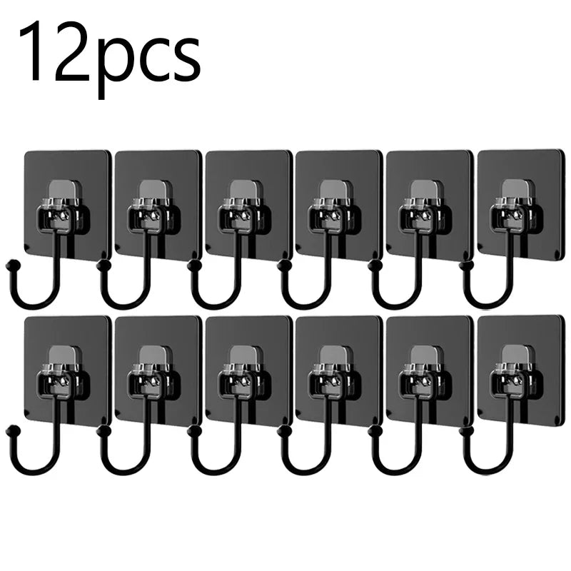 Ganchos Adhesivos Fuertes para Pared Pack de 12 – Sin Taladro para Cocina, Baño y Toallas