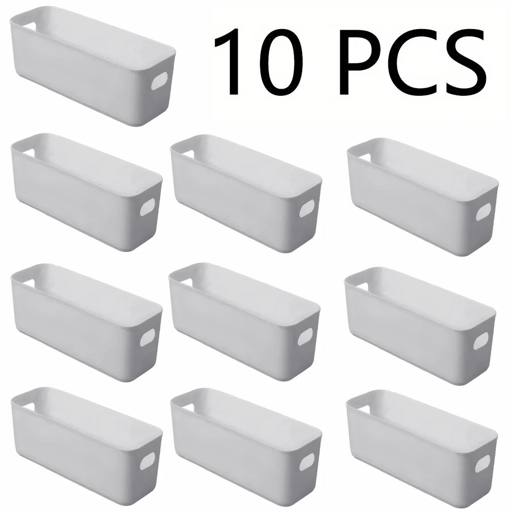 Cajas Organizadoras Multifuncionales Blancas Set de 5 – Almacenamiento Plástico de Gran Capacidad para Escritorio, Cajones y Ropa Interior