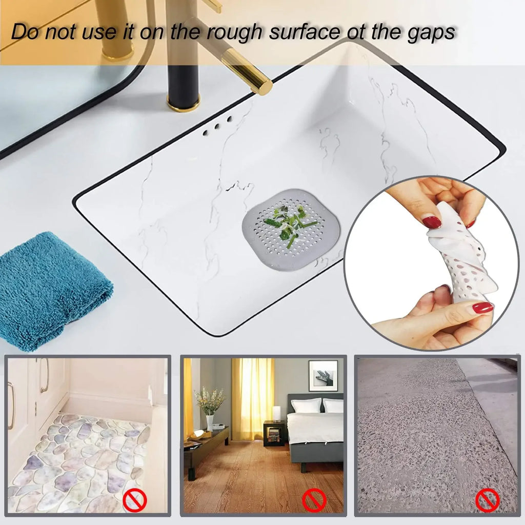 Tapón de Desagüe de Silicona con Filtro Atrapapelos – Para Ducha, Bañera y Fregadero