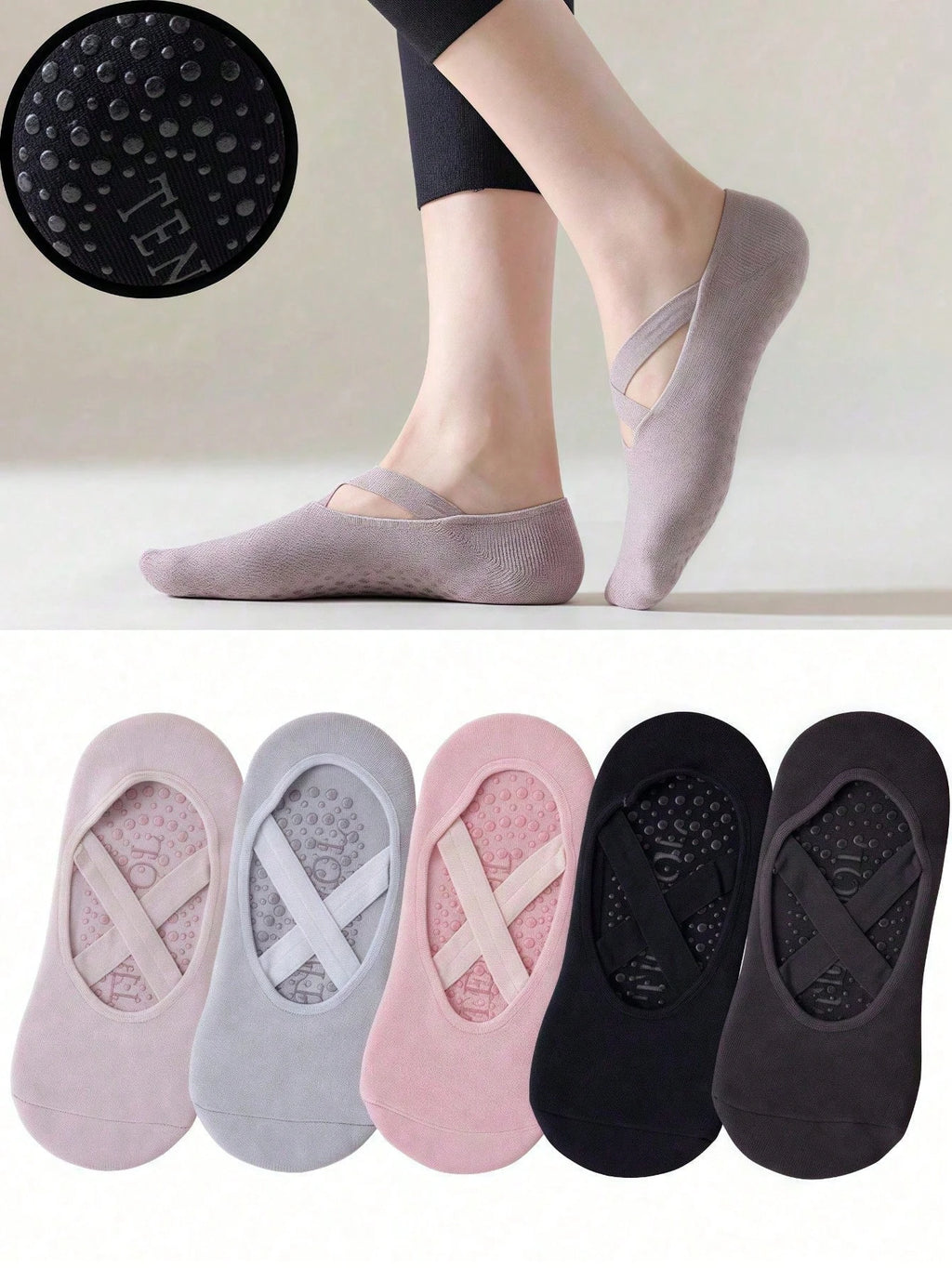 Calcetines de Yoga Antideslizantes para Mujer – Agarre de Silicona para Pilates, Ballet y Fitness