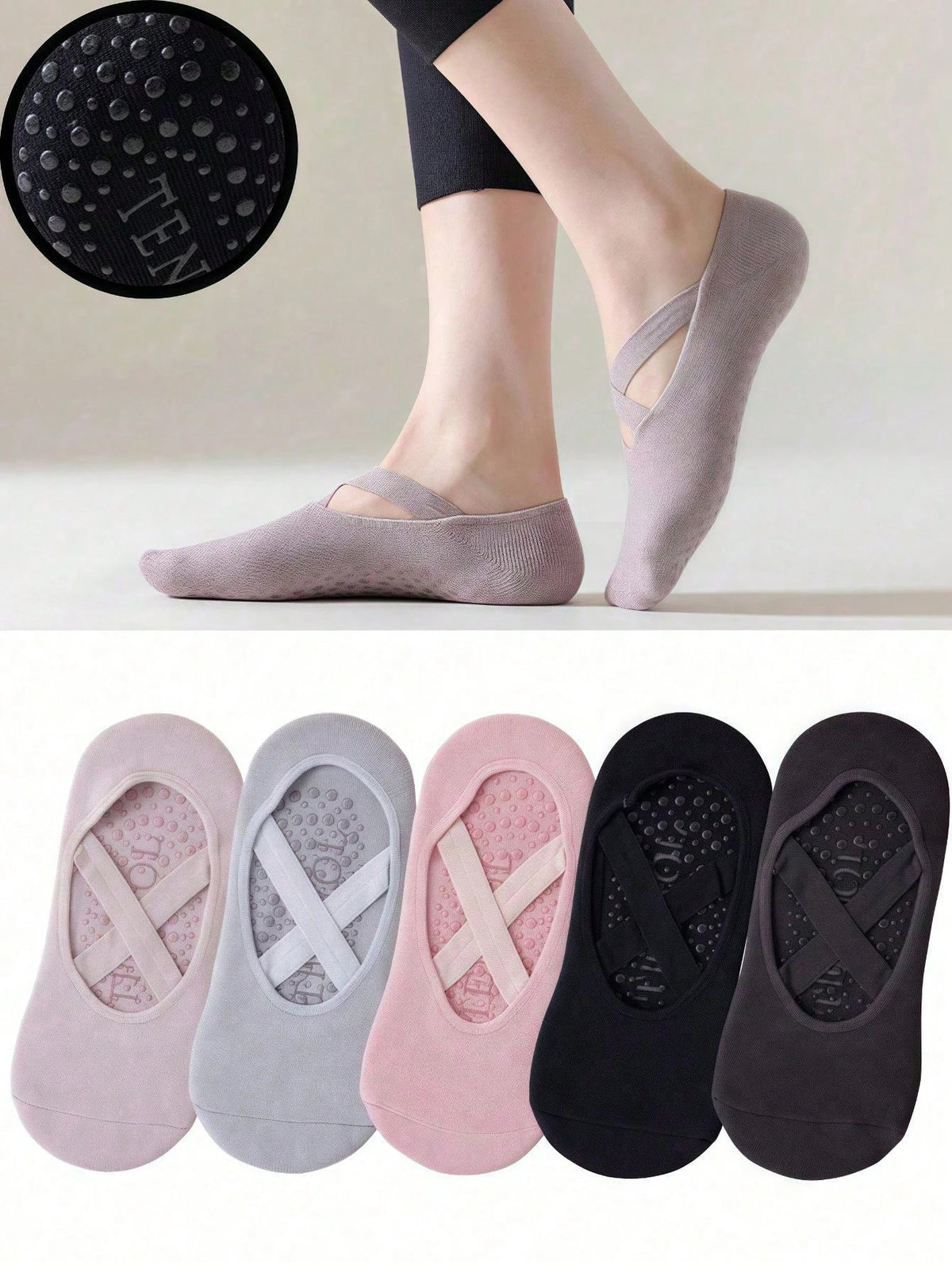 Calcetines de Yoga Antideslizantes para Mujer – Agarre de Silicona para Pilates, Ballet y Fitness