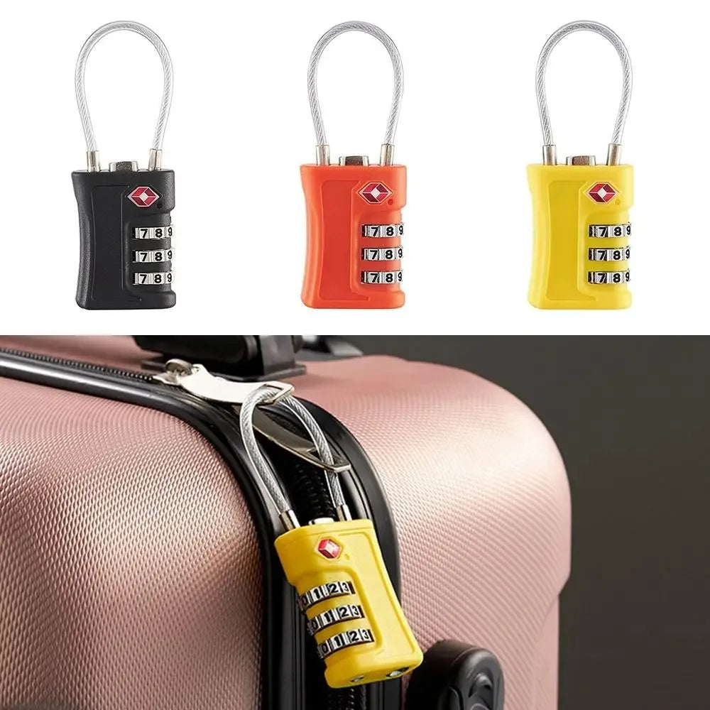 Candado TSA para Maleta con Combinación de 3 Dígitos y Cable de Acero – Candado de Viaje para Equipaje y Mochila