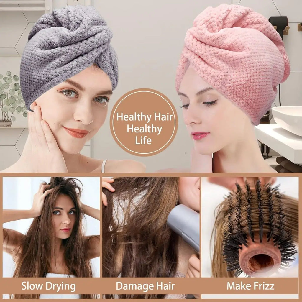 Toalla Turbante de Microfibra para el Cabello – Secado Rápido y Absorbente para Mujer