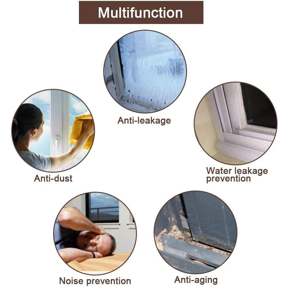 Burlete Adhesivo de Espuma para Puertas y Ventanas – Cinta Selladora Autoadhesiva contra Corrientes de Aire, Polvo y Ruido, Rollo de 5 m
