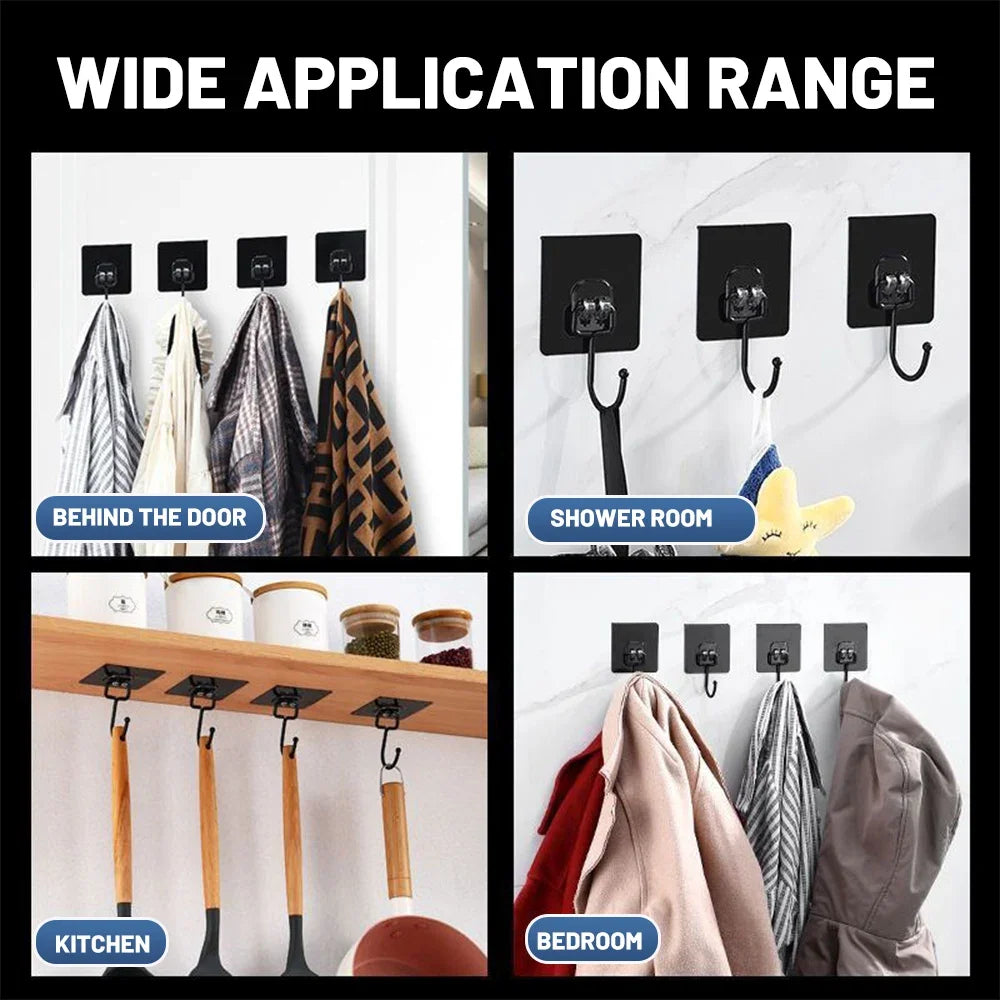 Ganchos Adhesivos Fuertes para Pared Pack de 12 – Sin Taladro para Cocina, Baño y Toallas